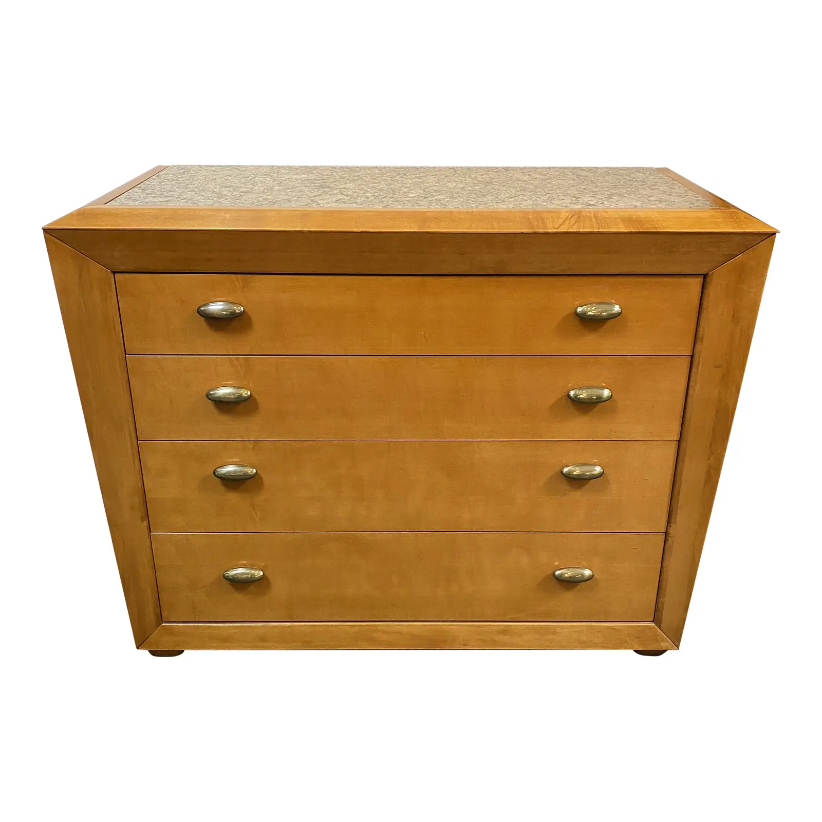 Henredon Four Drawer Dresser With Maple Inlay Cabinet + Rose Granite