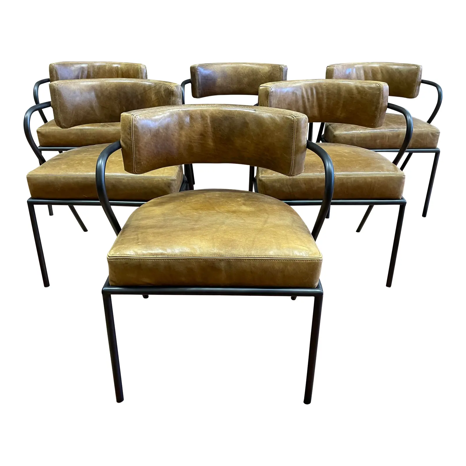 NEW Restoration Hardware Lyon Leather Chair - Set of Six. Original Price: $4,470