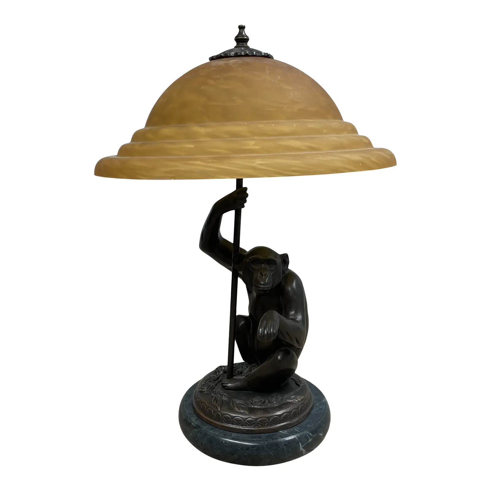 Andrea by Sadek Brass Monkey + Amber Glass Table Lamp