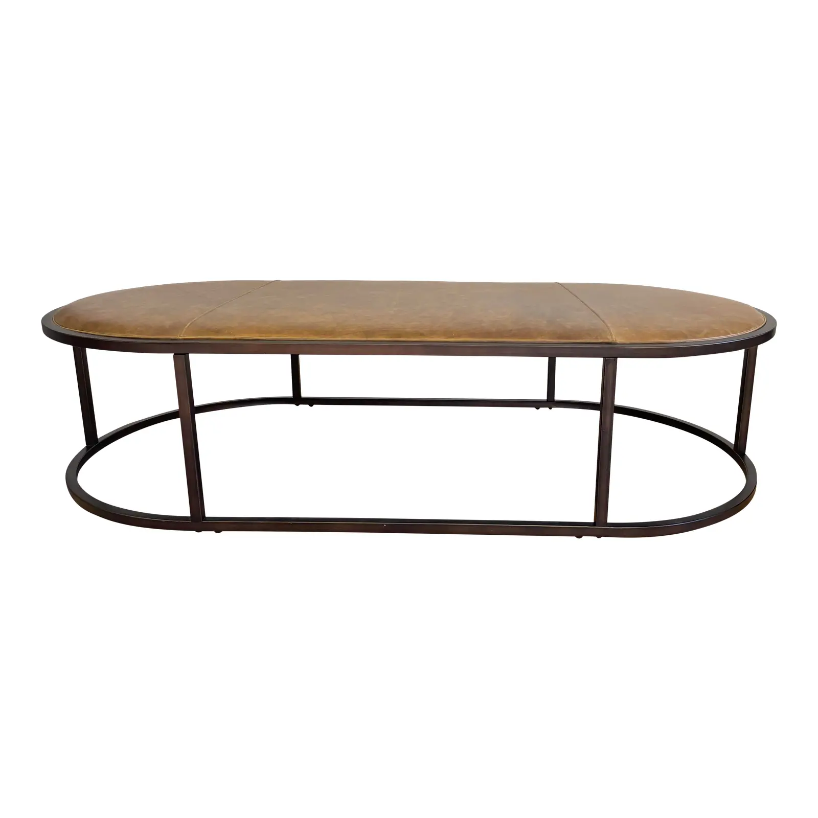 NEW Restoration Hardware Custom Design Oval Leather Coffee Table / Bench
