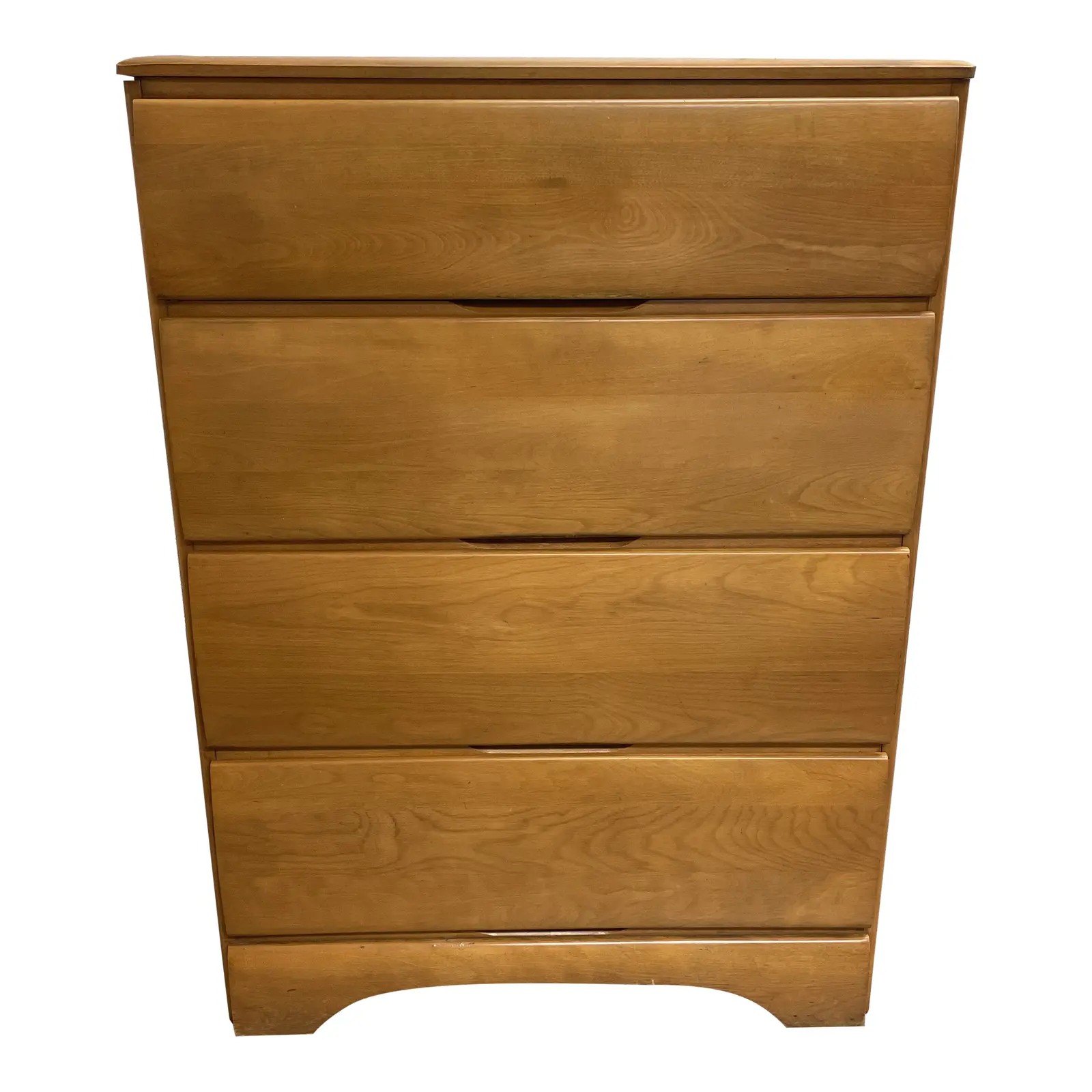 Mid 20th Century Oak + Maple Four Drawer Highboy