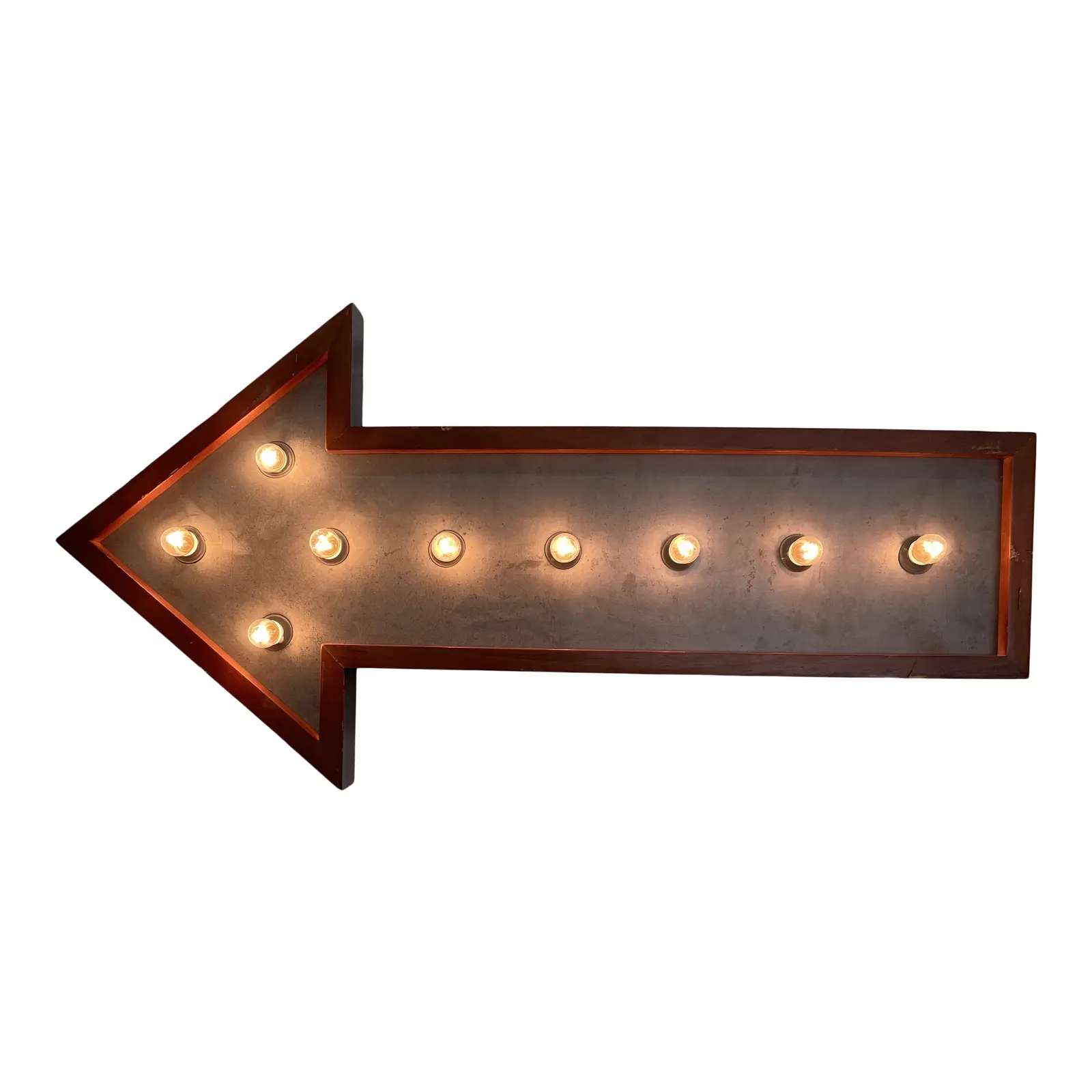 Late 20th Century Rustic Style Marque Edison Bulb Arrow Sign