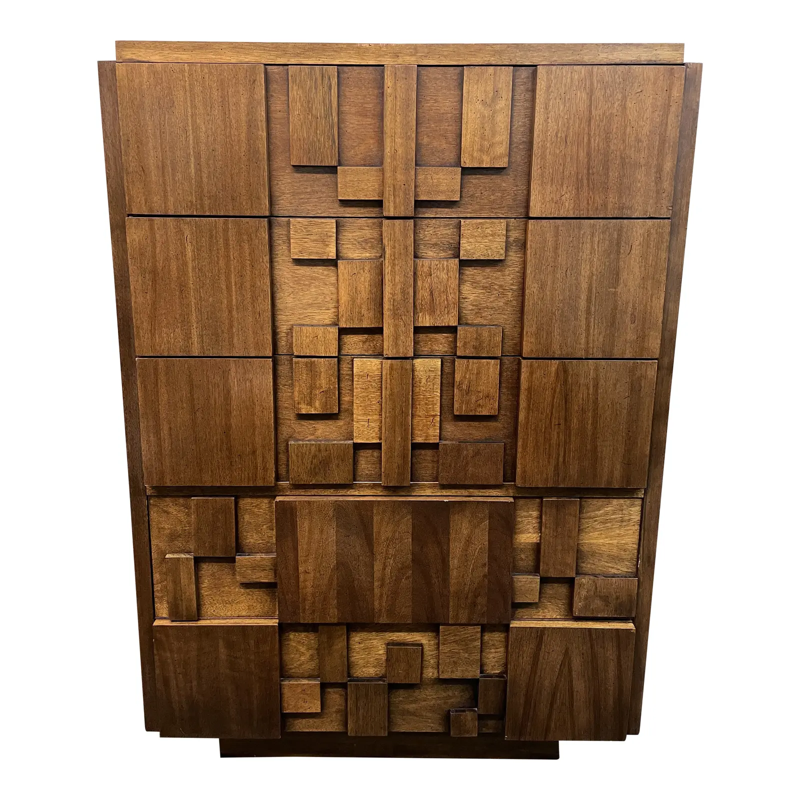 Late 20th Century Lane Furniture Brutalist Style Five Drawer Dresser