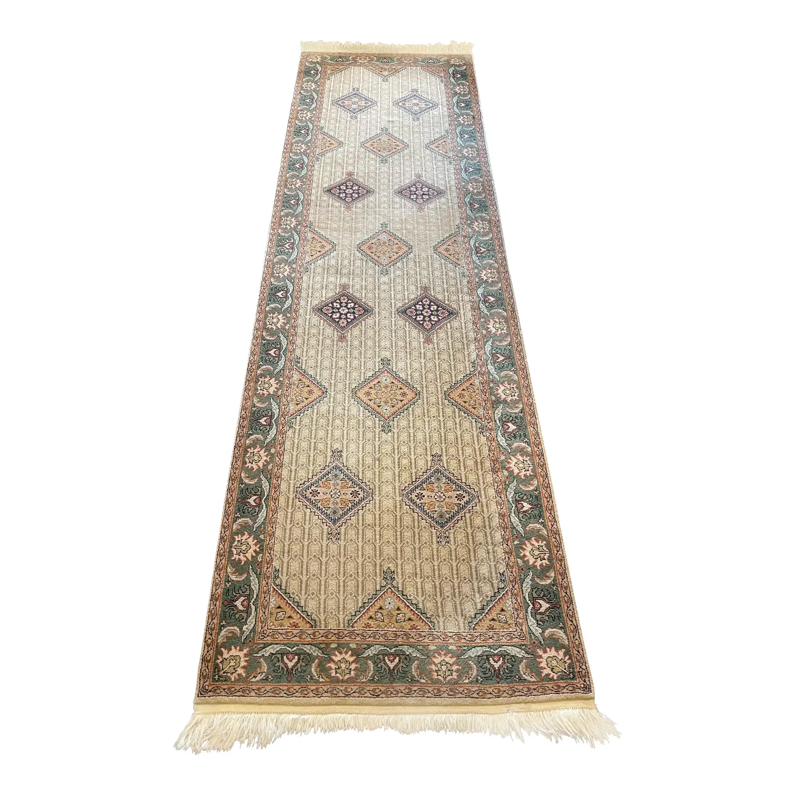 Vintage Hand Knotted Wool Runner - 2′12″ × 10′5″