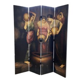 Late 20th Century- Hand Painted Aquarius Screen