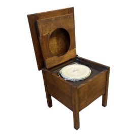 Early 20th Century Wood + Metal Table Commode