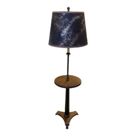Mid 20th Century Wood Side Table Floor Lamp