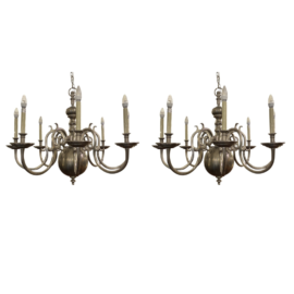 Pair of Hudson Valley Charleston Eight Arm Chandeliers. Original Price: $6,600
