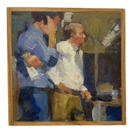 Original Oil Framed Painting + Signed Titled "Waiting"