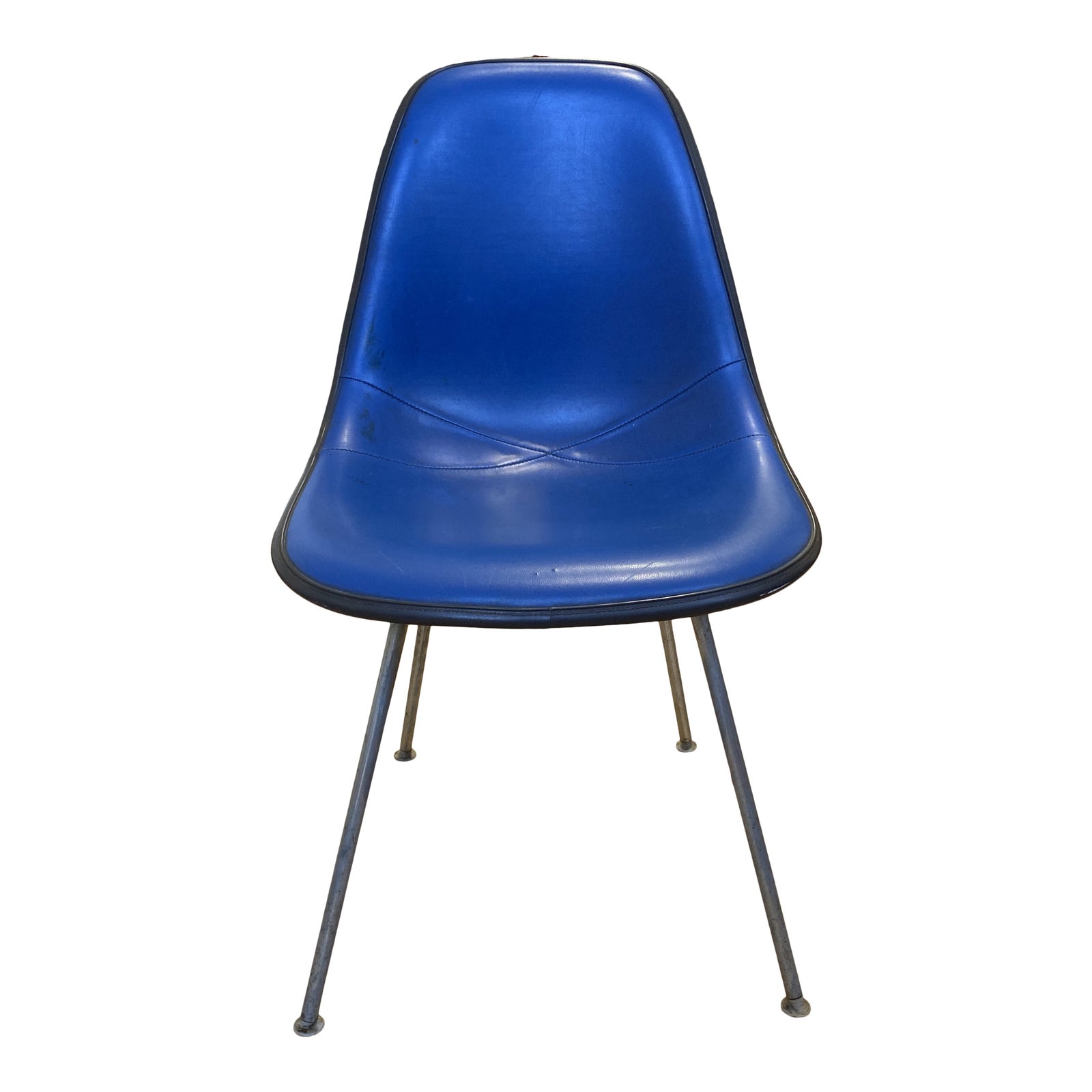 Herman Miller Ray & Charles Eames Blue Leather + Fiberglass Shell