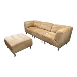 Custom Microfiber Four Piece Modular Sofa / Sectional