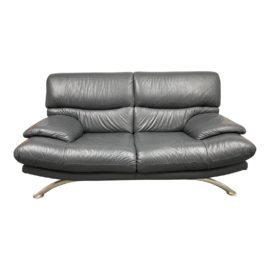 Maxim Italian Navy Leather Loveseat