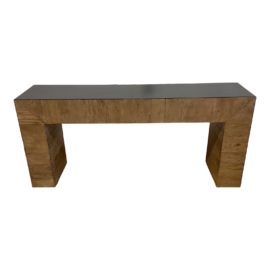 Early 21st Century Custom Design Reclaimed Wood + Steel Wrap Console
