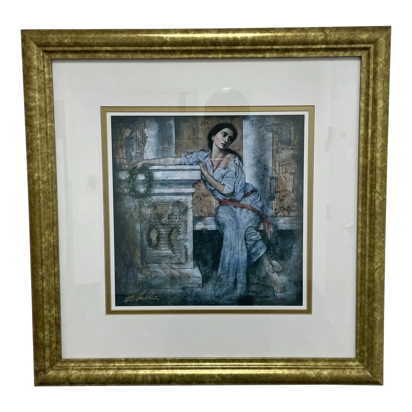 Custom Framed Neoclassical Figure + Scripture