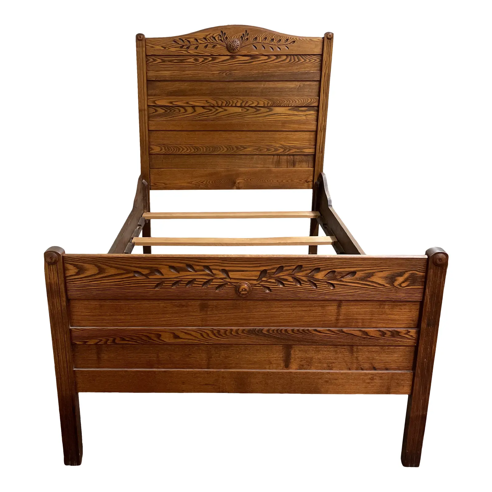 Vintage Eastlake Twin Oak Bed