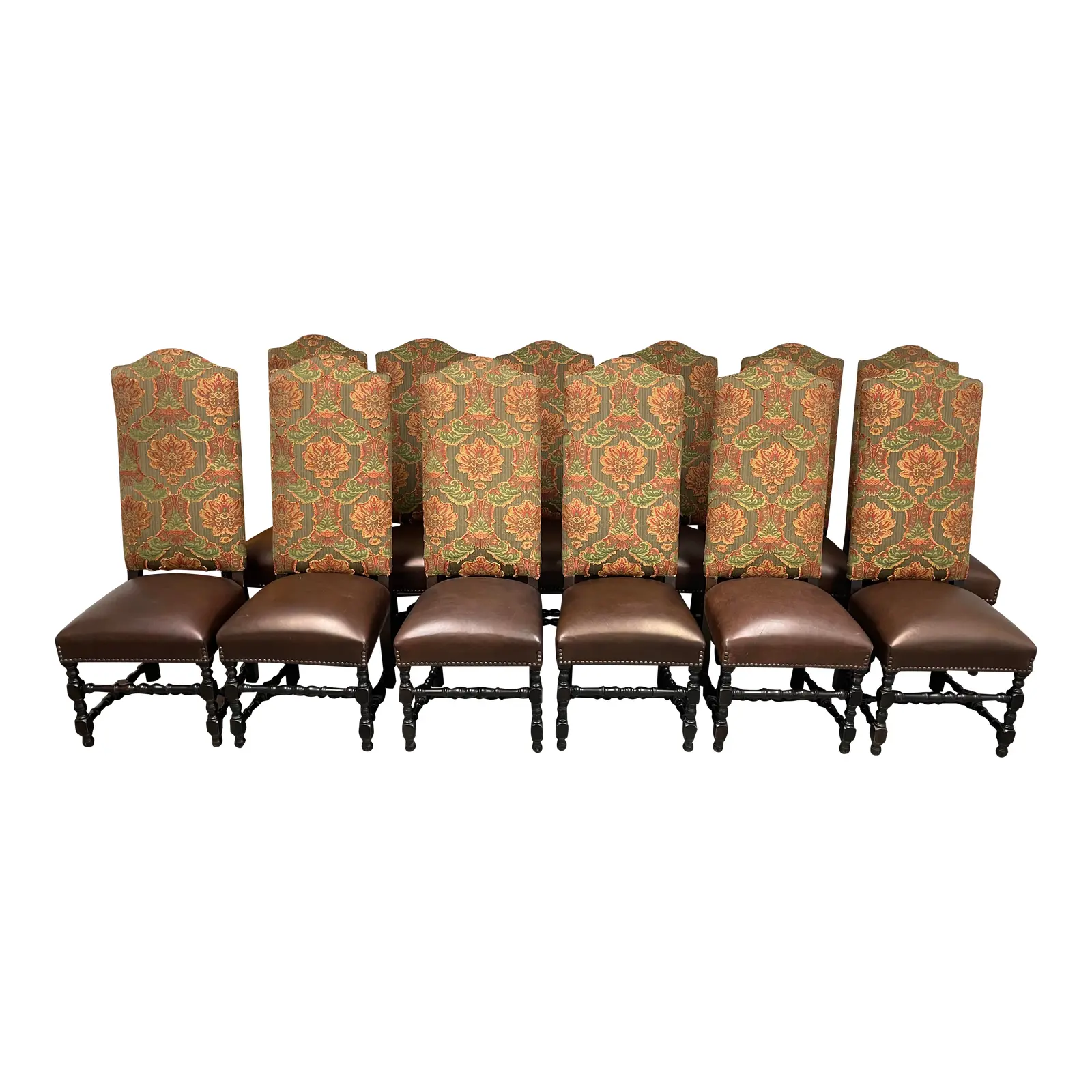 Late 20th Century Custom Spanish Revival Dining Room Chairs - Set of 12