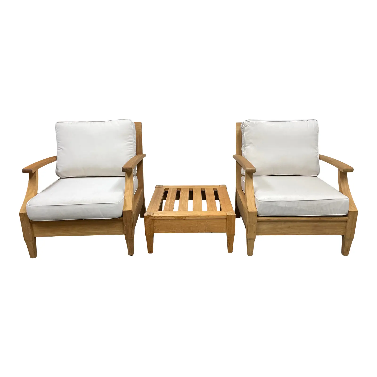 Restoration Hardware Santa Monica Collection Teak Outdoor Lounge Set. Original Price: $3,055