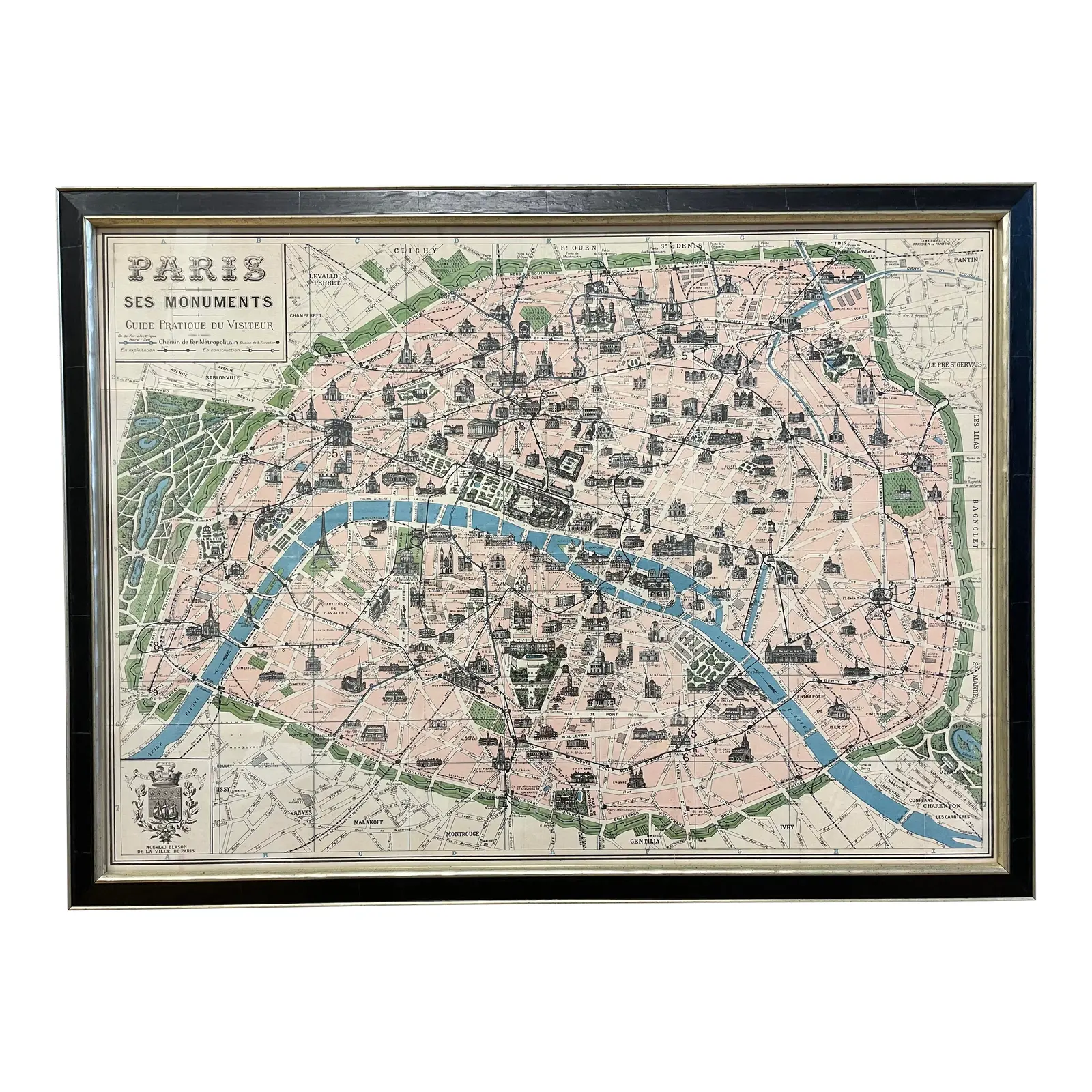 Custom Framed Antique Style Paris Et Ses Monuments