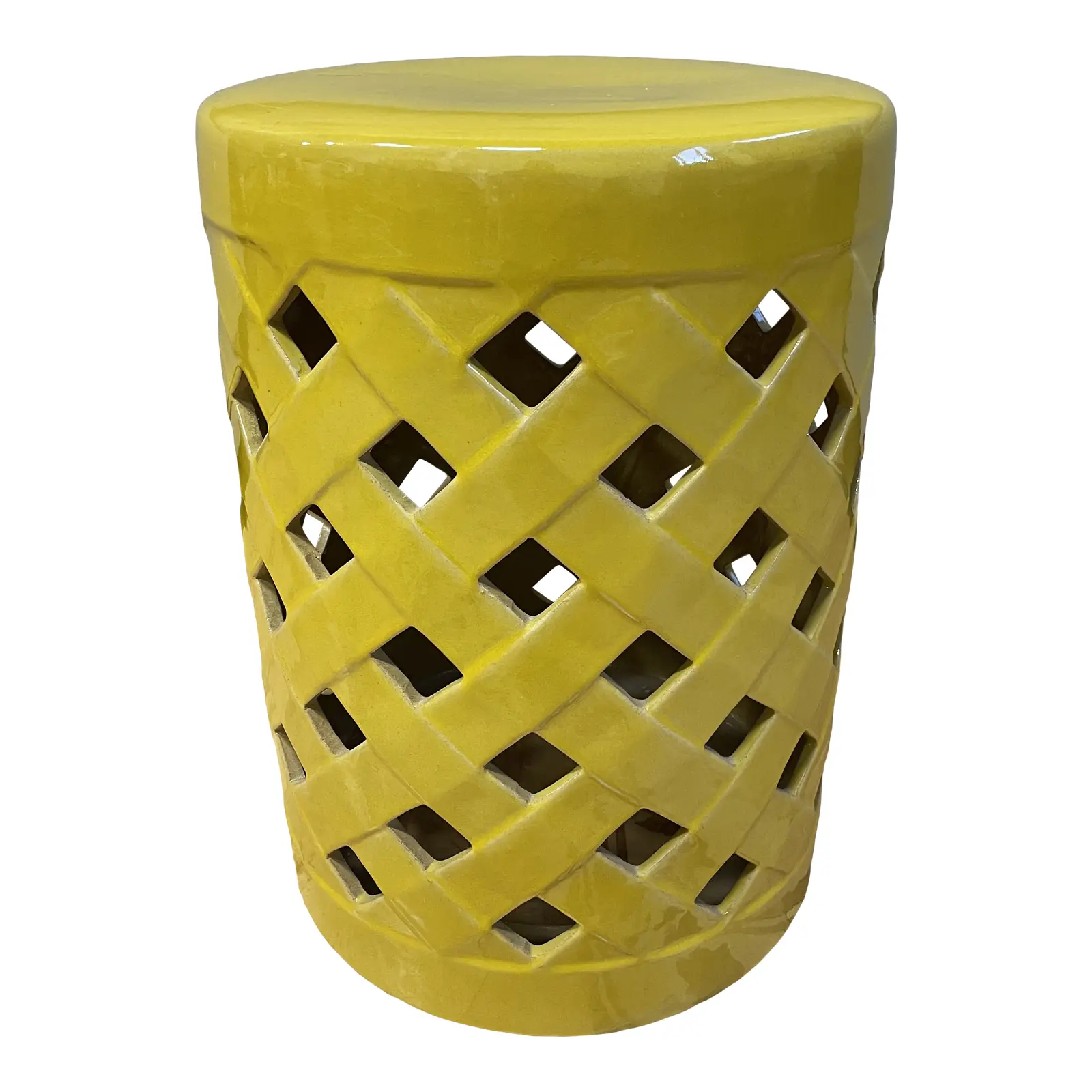 Contemporary Yellow Ceramic Garden Stool