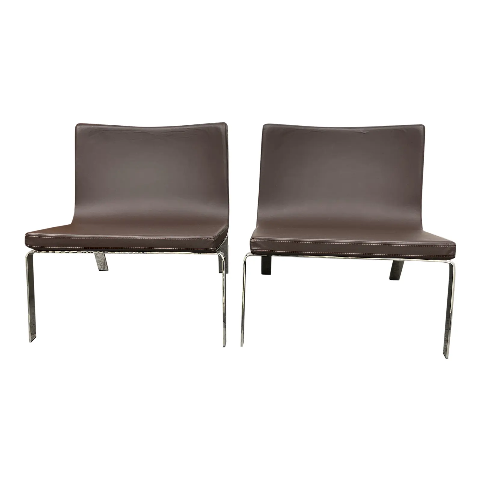 Blu Dot Stella Leatehr Lounge Chairs - a Pair. Original Price: $1,598
