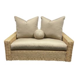 Custom Contemporary Wicker + Rattan Loveseat. Original Price: $4,000