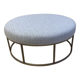 Anyon Design Custom Round Chambray + Metal Ottoman