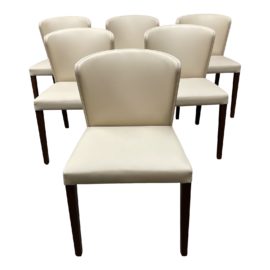 Crate & Barrel Curran Cream Leather Dining Chairs - Set of Six. Original Price: $1,914