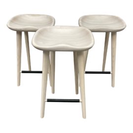 Design Within Reach Craig Bassam Ash Tractor Counter Stools, Set of Three. Original Price: $3,825