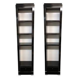 New A Pair of Arteriors Home Black Lacquer Etagere. Original Price: $6,200
