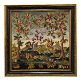 Late 20th Century Custom Framed Griffin + Bird Needlepoint Tapestry