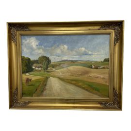 Original Country Landscape Painting Custom Framed by Th. B. Dahl