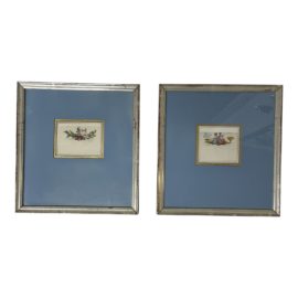 Early 20th Century Signed H. Gravelot Hand Painted Miniature Cherub Illustrations - a Pair