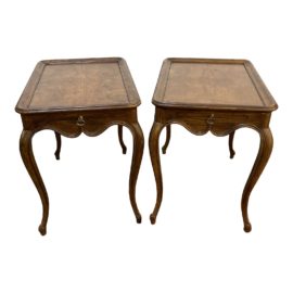 Late 20th Century French Style Burlwood Side Tables - a Pair