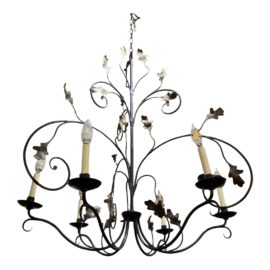 Ironware Custom Alexandra Forged Iron Six Light Chandelier. Original Price: $3,200