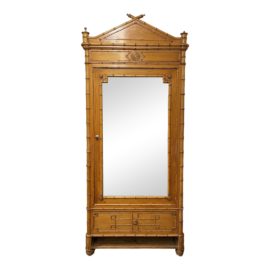 Mid 20th Century French Mirrored Bamboo Armoire. Original Price: $2,500