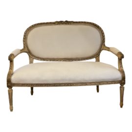 Early 20th Century French Settee, Newly Upholstered. Original Price: $1,295