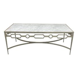 Worlds Away Grace Silver Leave + Marble Coffee Table. Original Price: $2,335