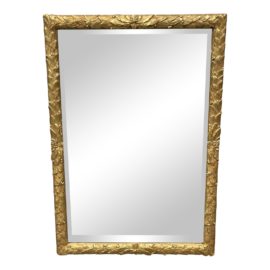 Early 21st Century Gold Gilt Rectangular Botanical Motif Mirror
