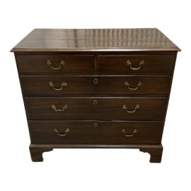 Early 20th Century Five Drawer Wood + Brass Chest