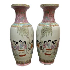 Mid 20th Century Chinese Tall Vases, a Pair