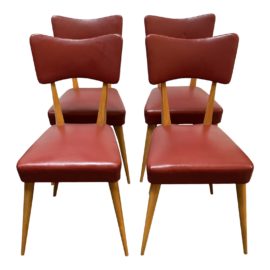Mid 20th Century Oxblood Dining Chairs - Set of Four