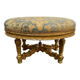 Custom Design Gilt + Jacquard Ottoman