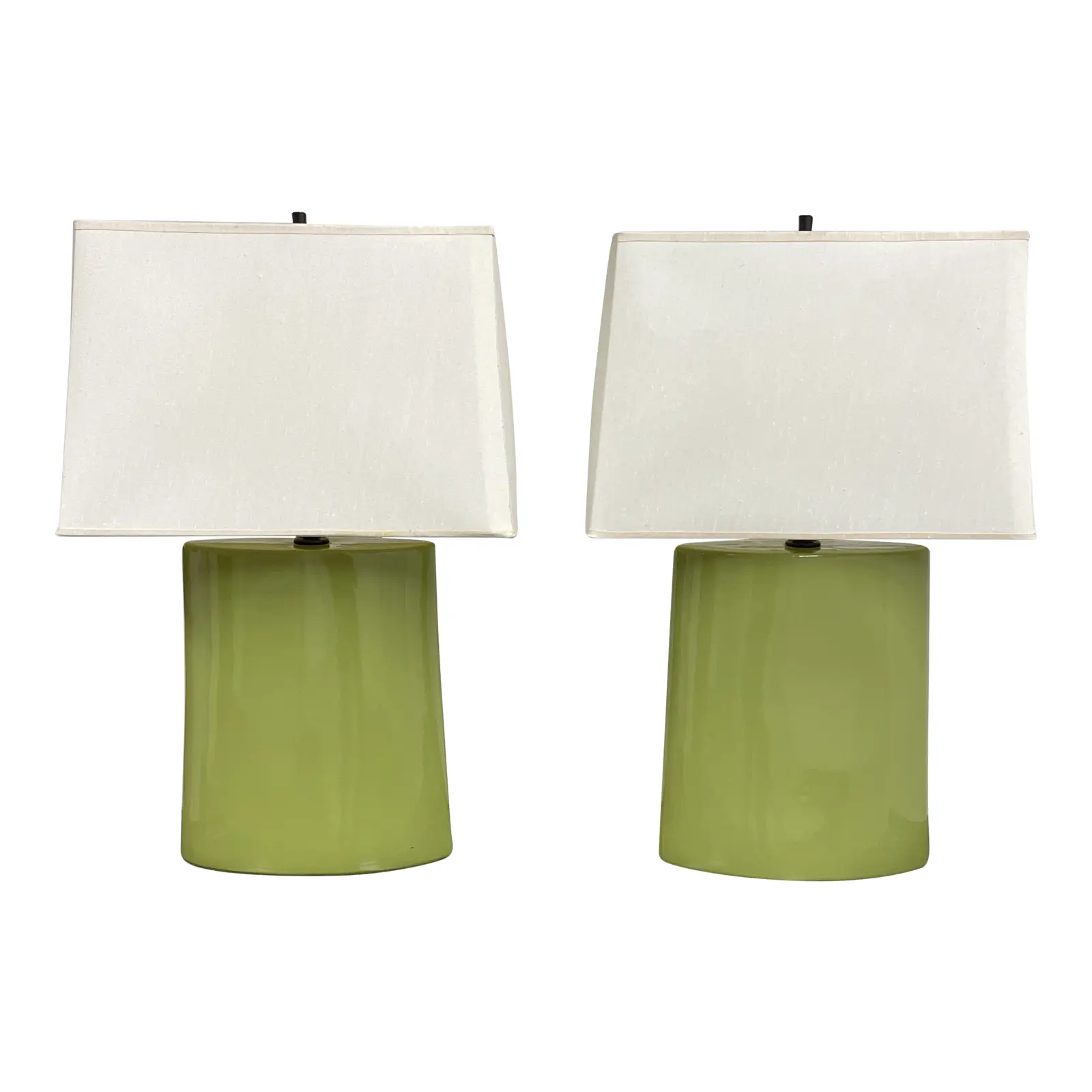 Robert Abbey Green Oval Ceramic Lamps - a Pair. Original Price: $560
