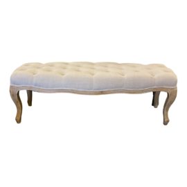 Bergere Style Ivory Tufted Bench