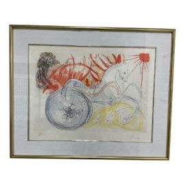 Signed Salvador Dali Artist's Proof Etching "Elijah on His Chariot" - Framed