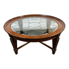 PT. Millennium Ratanindo Perkasa Glass + Wood + Iron Round Coffee Table