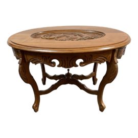 Early 20th Century Art Nouveau Carved Oval Coffee Table