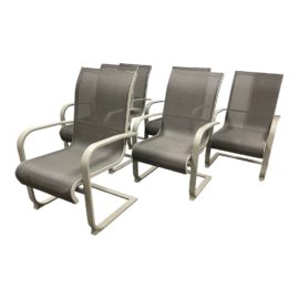 Outdoor Mesh Arm Chairs - Set of Six