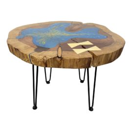Bob Baker Live Edge + Blue Epoxy Coffee Table