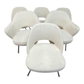 Design Within Reach Saarinen Boucle Dining Chairs, Set of Six. Original Price: $6,995